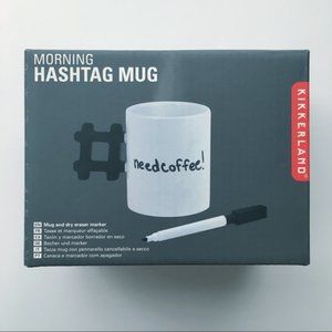 Kikkerland Morning Hashtag Dry Erase White Mug